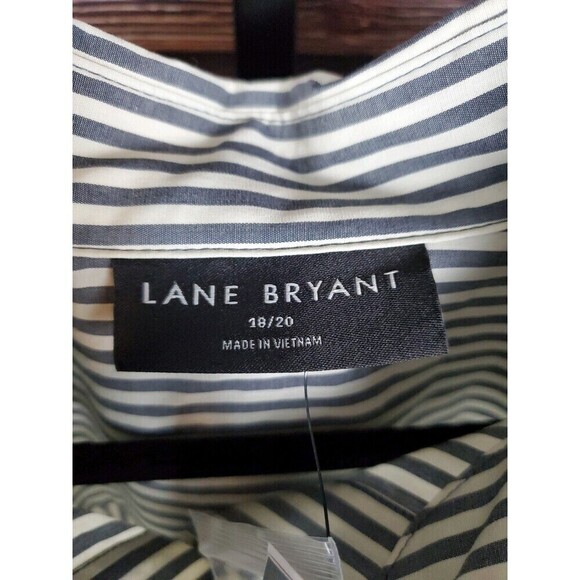 Lane Bryant Button Shirt Women's Size 2X (18/20) Striped Long Sleeve  NWT - Picture 4 of 13
